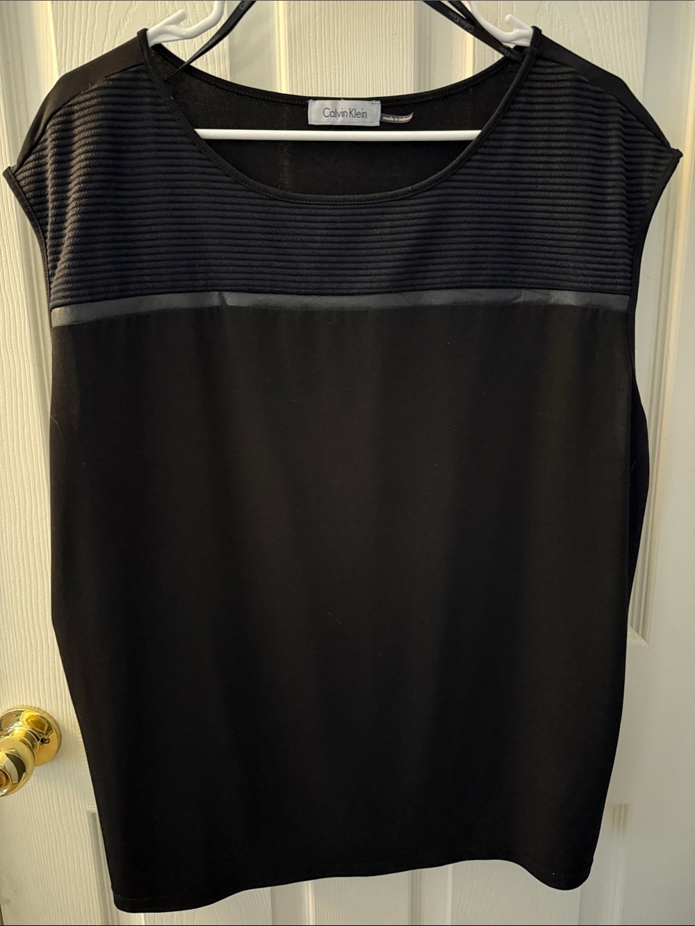 Calvin Klein Black Ribbed Yoke Tank Top shell 2x